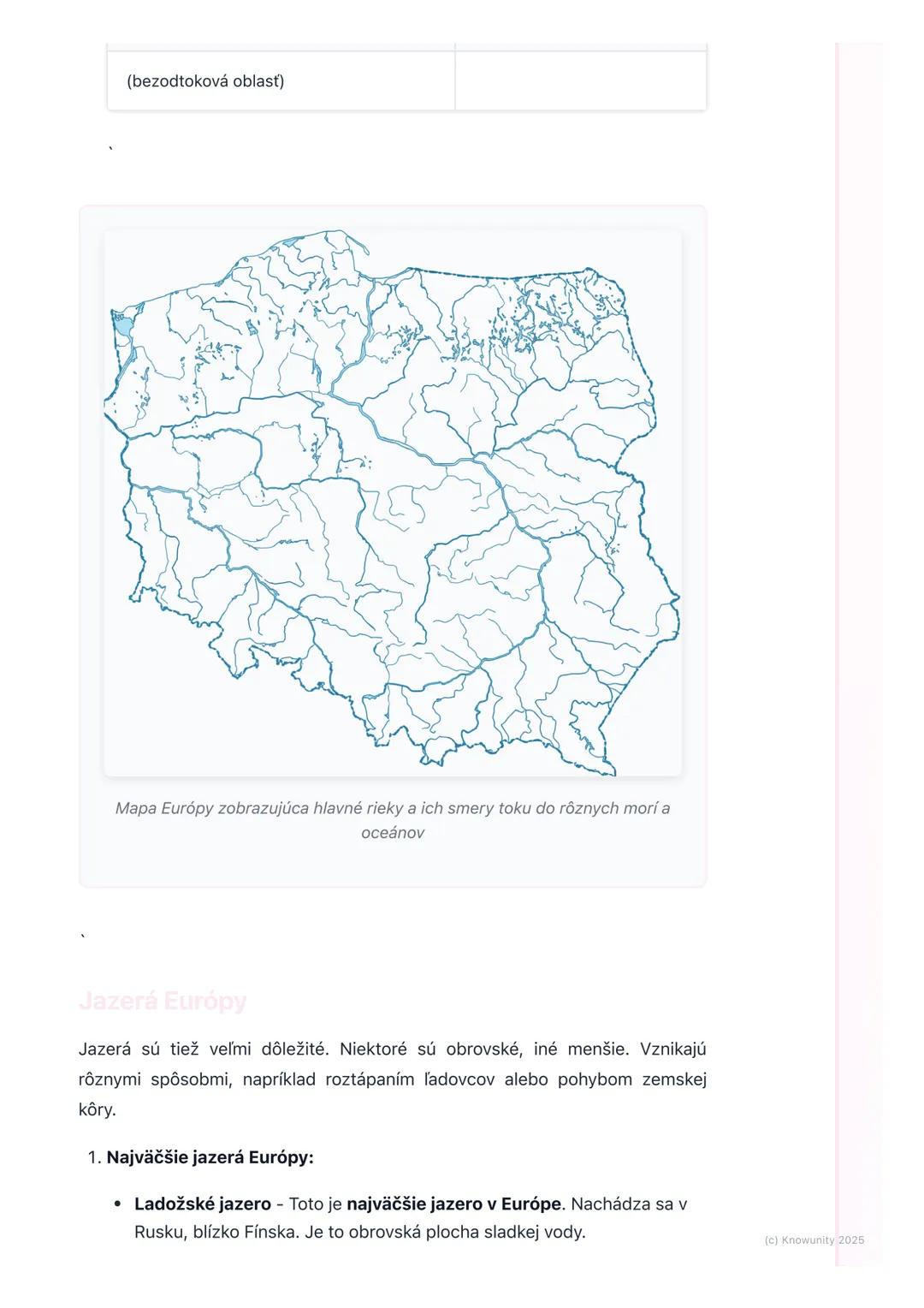 # Vodstvo Európy – rieky a
jazerá

1. Prehľad vodstva Európy

Dnes sa budeme učiť o riekach a jazerách, ktoré sú v Európe. Je to dôležité,
l