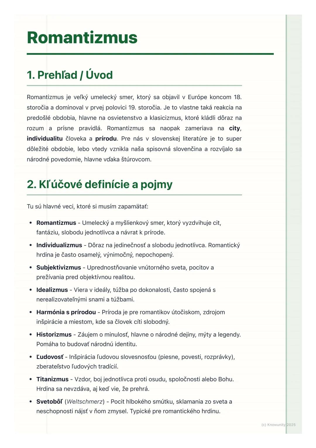 Romantizmus: Umenie Citu, Individuality a Prírody