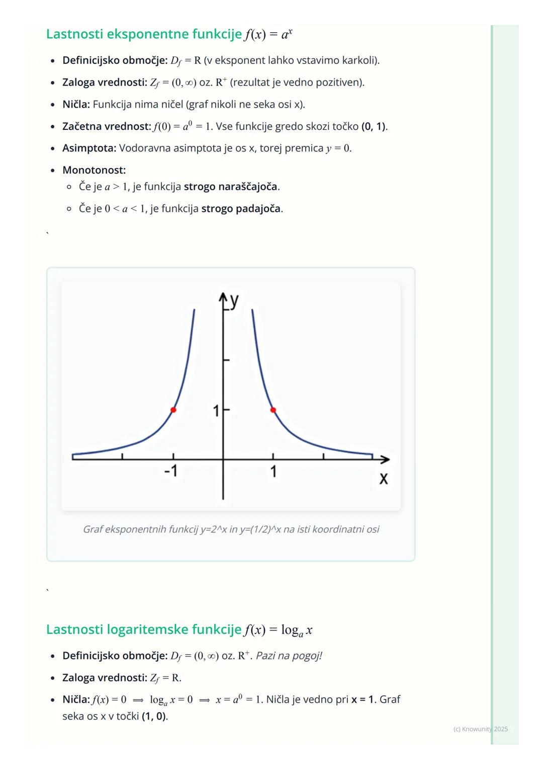 # Eksponentne in logaritemske
funkcije

Pregled eksponentnih in logaritemskih funkcij

To sta dve ključni družini funkcij, ki sta med seboj 