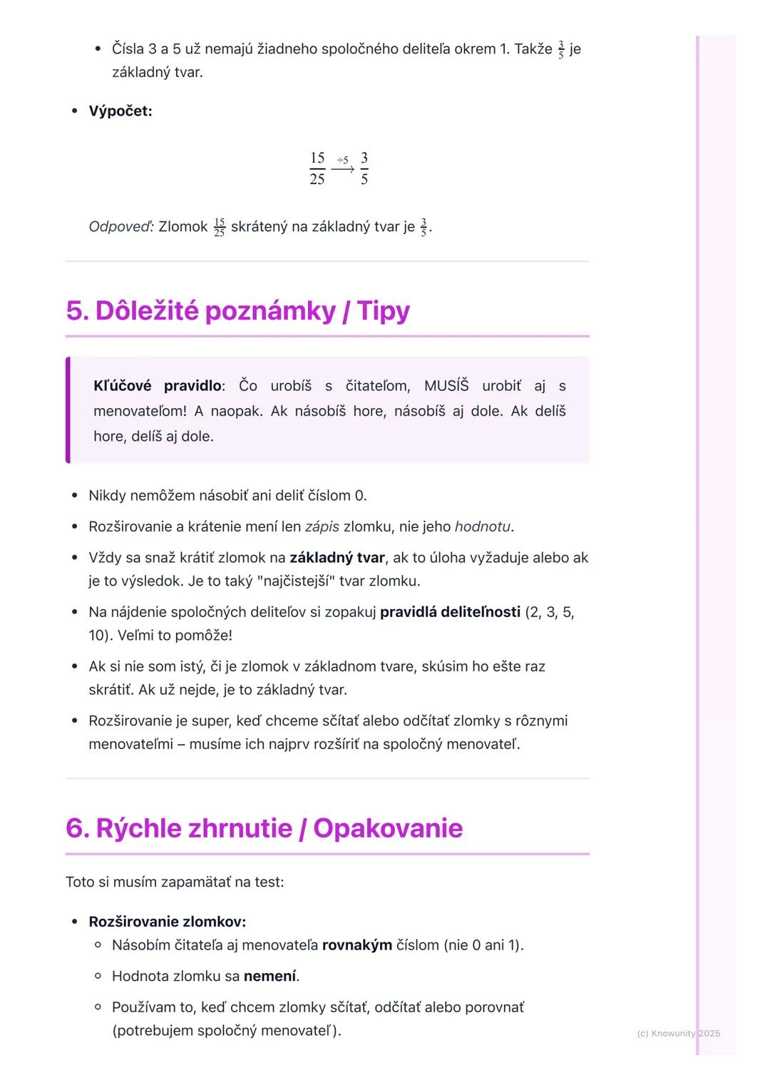 # Rozširovanie a krátenie
zlomkov

1. Úvod do rozširovania a krátenia
zlomkov

Dnes sa budeme učiť, ako môžeme zlomky meniť tak, aby vyzeral