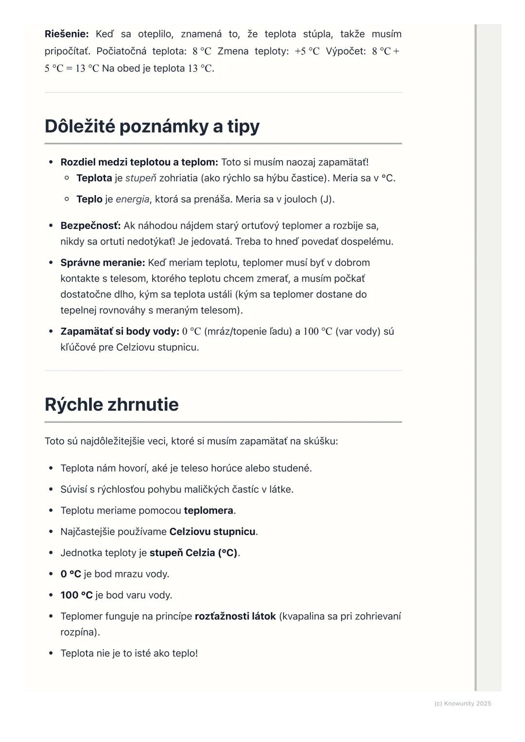 # Teplota a jej meranie

## Úvod do teploty a jej merania

Teplota je niečo, čo cítime každý deň. Keď je vonku zima, cítime chlad. Keď si
dá