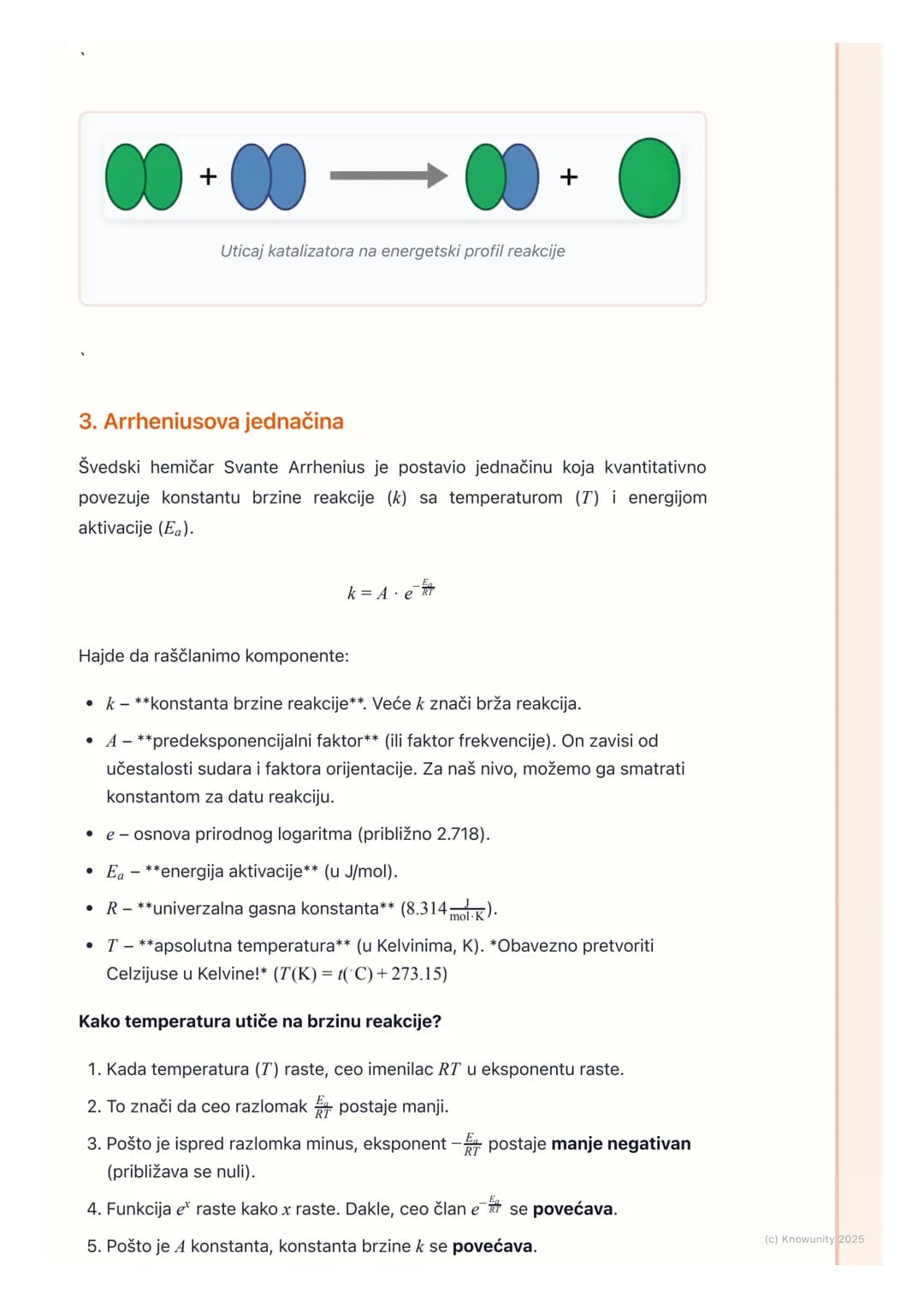 # Energija aktivacije i
Arrheniusova jednačina

Uvod u energiju aktivacije

Da bi hemijska reakcija uopšte započela, čestice reaktanata (ato