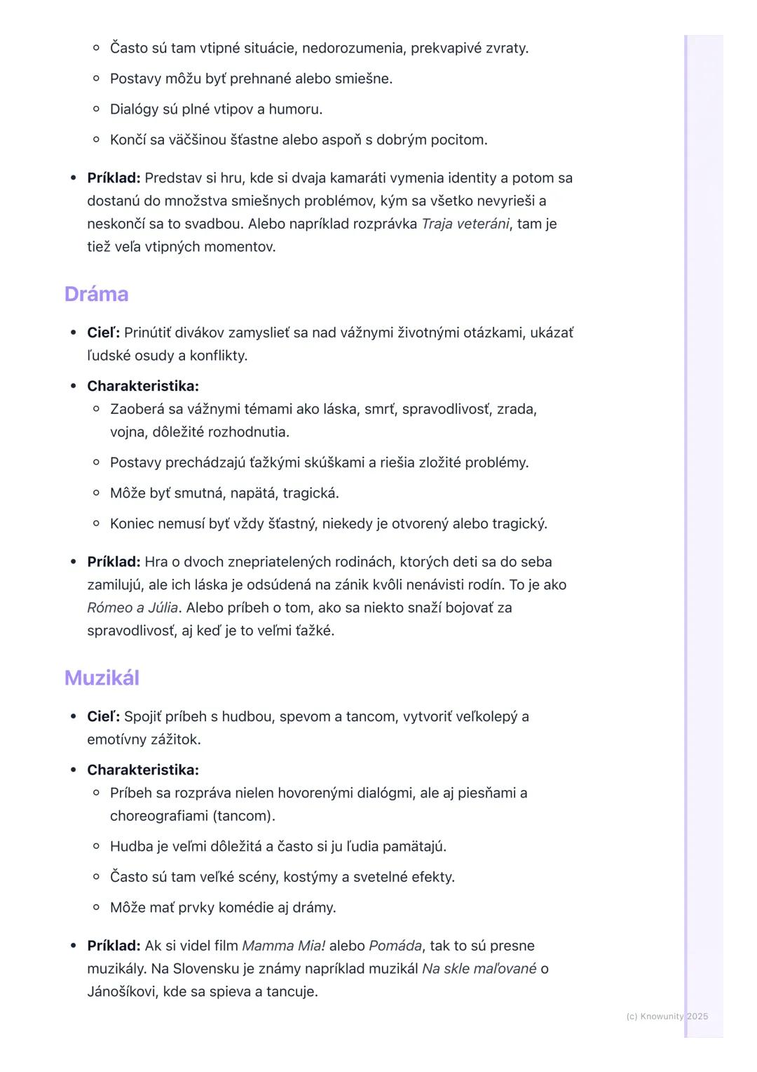 # Druhy divadelných hier

1. Prehľad druhov divadelných hier

Dnes sme si na hodine umenia hovorili o tom, aké rôzne typy divadelných hier
e