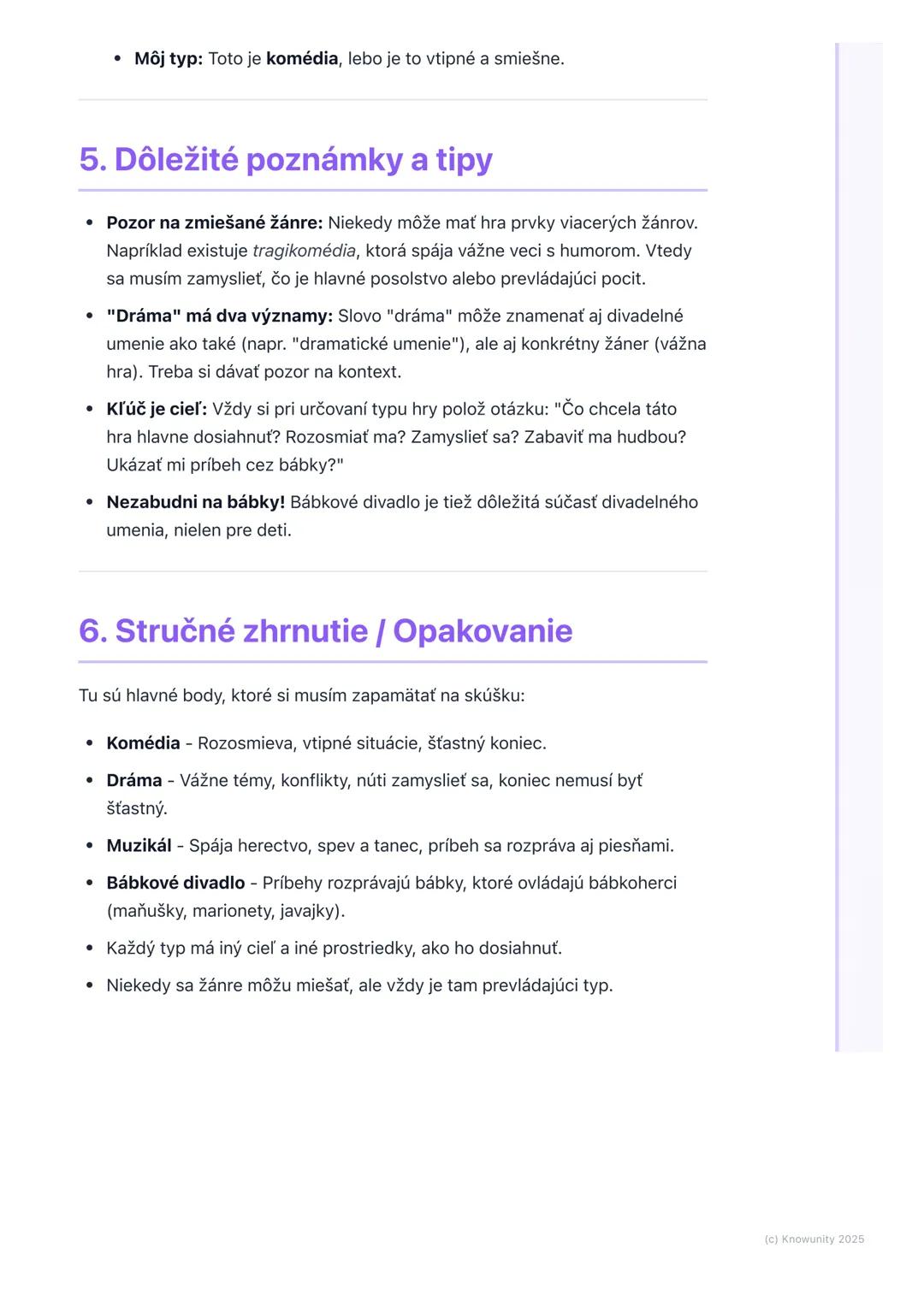 # Druhy divadelných hier

1. Prehľad druhov divadelných hier

Dnes sme si na hodine umenia hovorili o tom, aké rôzne typy divadelných hier
e
