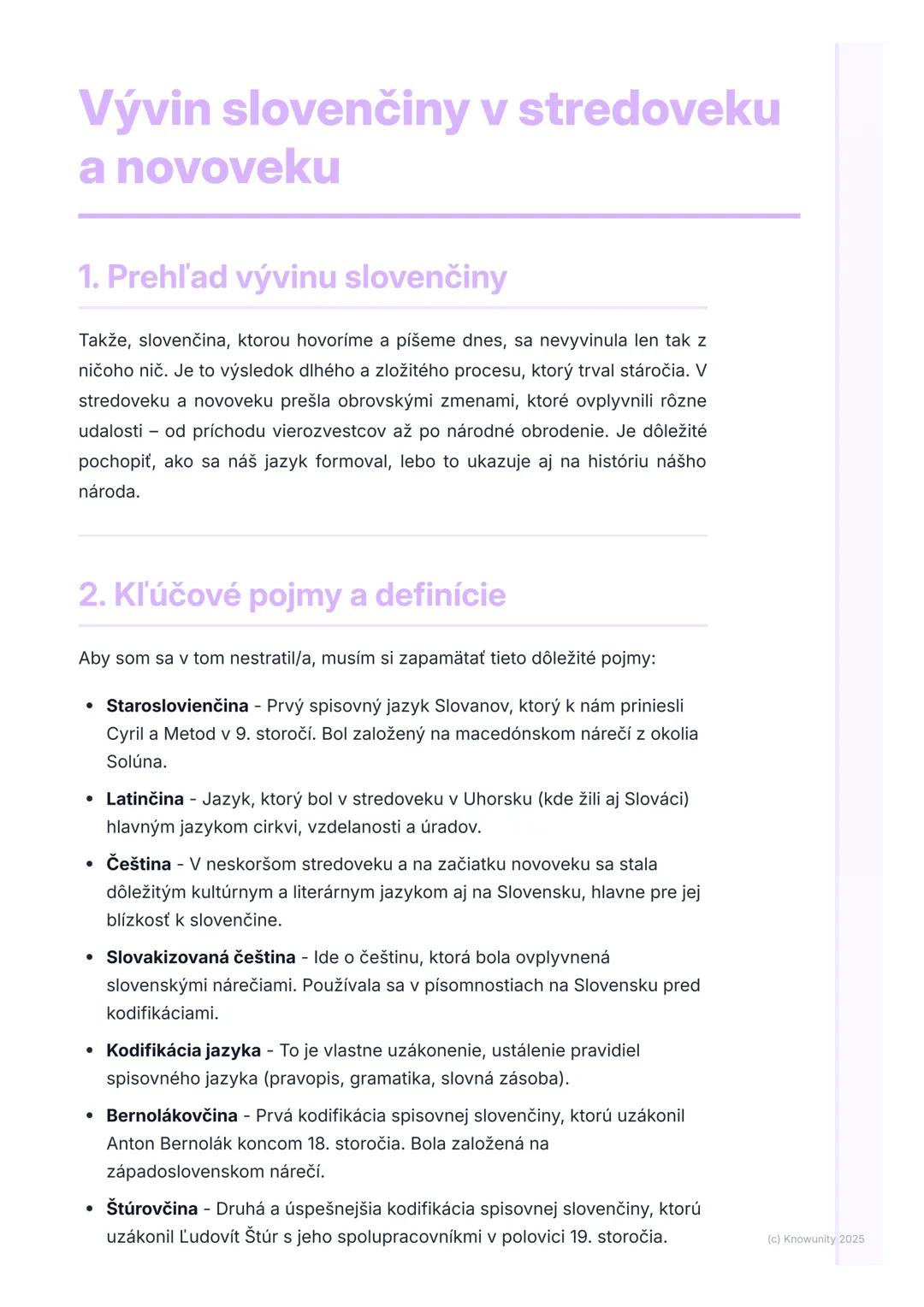 Vývoj slovenského jazyka v histórii: stredovek a novovek