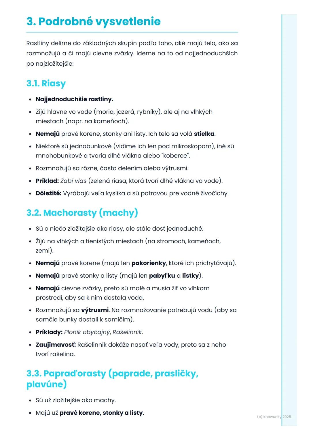 # Triedenie rastlín (základné
skupiny)

## 1. Prehl'ad triedenia rastlín

Dnes si zopakujeme, ako sa rastliny delia do skupín. Je to dôležit