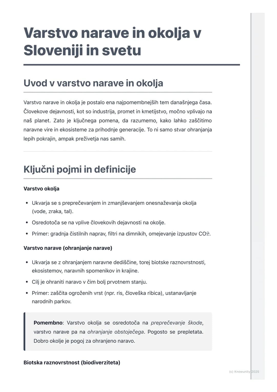 # Varstvo narave in okolja v
Sloveniji in svetu

## Uvod v varstvo narave in okolja

Varstvo narave in okolja je postalo ena najpomembnejših