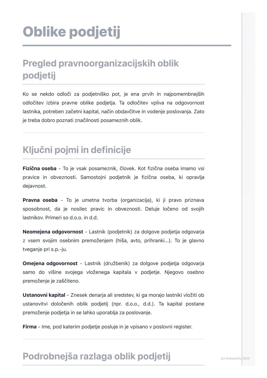 # Oblike podjetij

Pregled pravnoorganizacijskih oblik
podjetij

Ko se nekdo odloči za podjetniško pot, je ena prvih in najpomembnejših
odlo