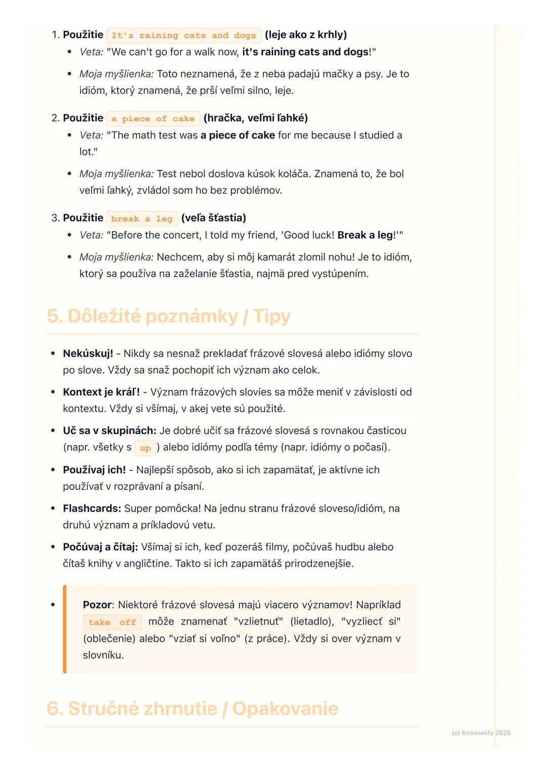 # Frázové slovesá a idiómy

1. Prehľad a úvod

Frázové slovesá a idiómy sú super dôležitá časť angličtiny, ak chceme znieť
prirodzene a naoz