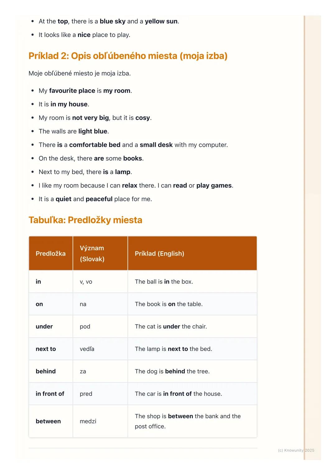 # Opisovanie obrázkov a miest

## Prehľad témy

Na tejto hodine sa učíme, ako pekne a správne opísať obrázky alebo miesta,
ktoré poznáme, v 