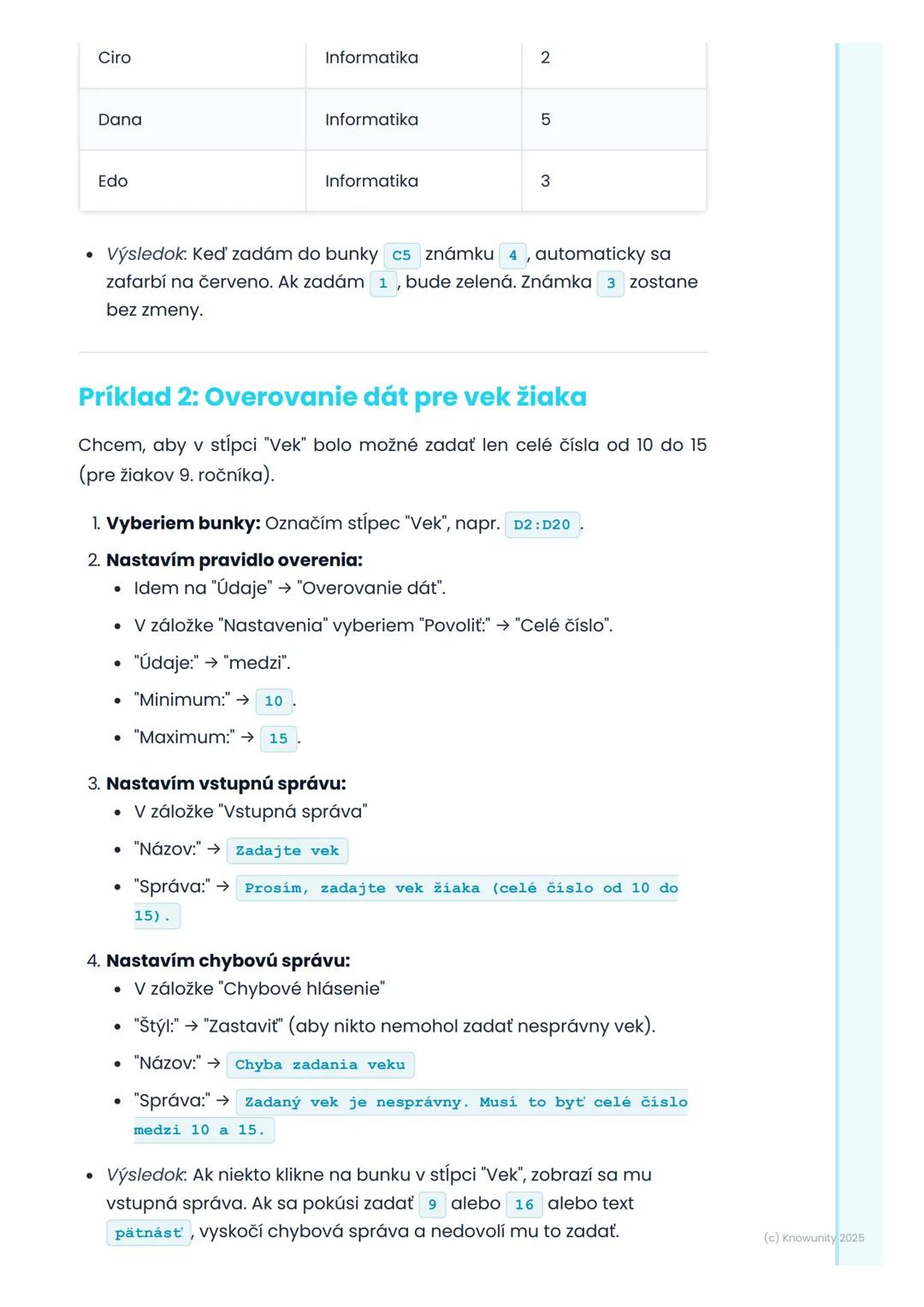 # Podmienené formátovanie
a overovanie dát

1. Prehl'ad a úvod

Takže, podmienené formátovanie a overovanie dát sú super nástroje v
tabuľkov