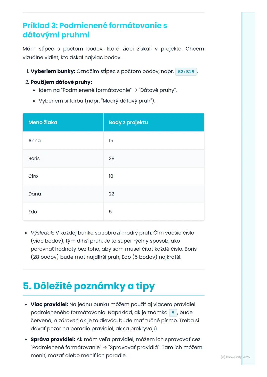 # Podmienené formátovanie
a overovanie dát

1. Prehl'ad a úvod

Takže, podmienené formátovanie a overovanie dát sú super nástroje v
tabuľkov