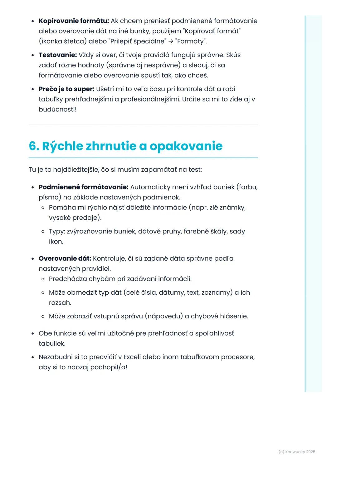 # Podmienené formátovanie
a overovanie dát

1. Prehl'ad a úvod

Takže, podmienené formátovanie a overovanie dát sú super nástroje v
tabuľkov