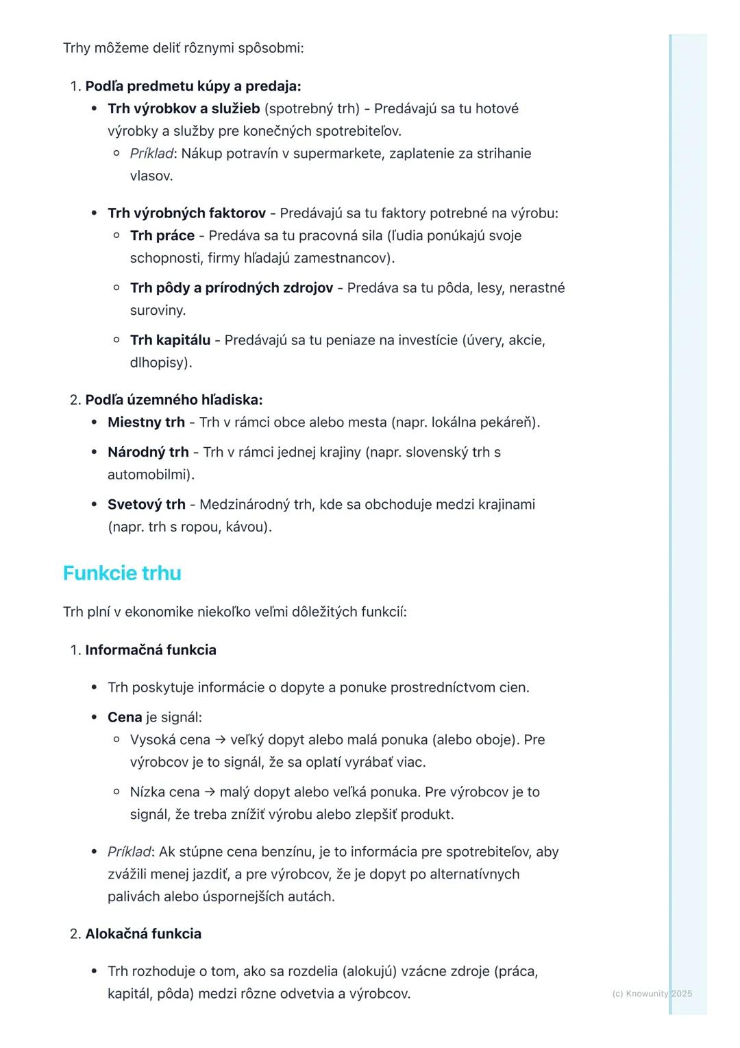 # Pojem trhu a jeho funkcie

1. Prehľad a úvod

V ekonomike je trh úplne základný pojem. Je to miesto, kde sa stretávajú ľudia,
ktorí chcú n