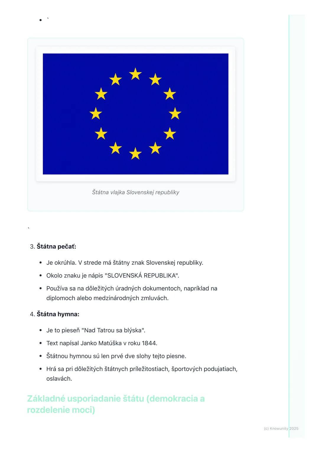 # Štát a jeho symboly

Prehľad / úvod

Dnes si preberieme, čo je to štát a aké má dôležité symboly. Je to kľúčová
téma pre občiansku náuku, 