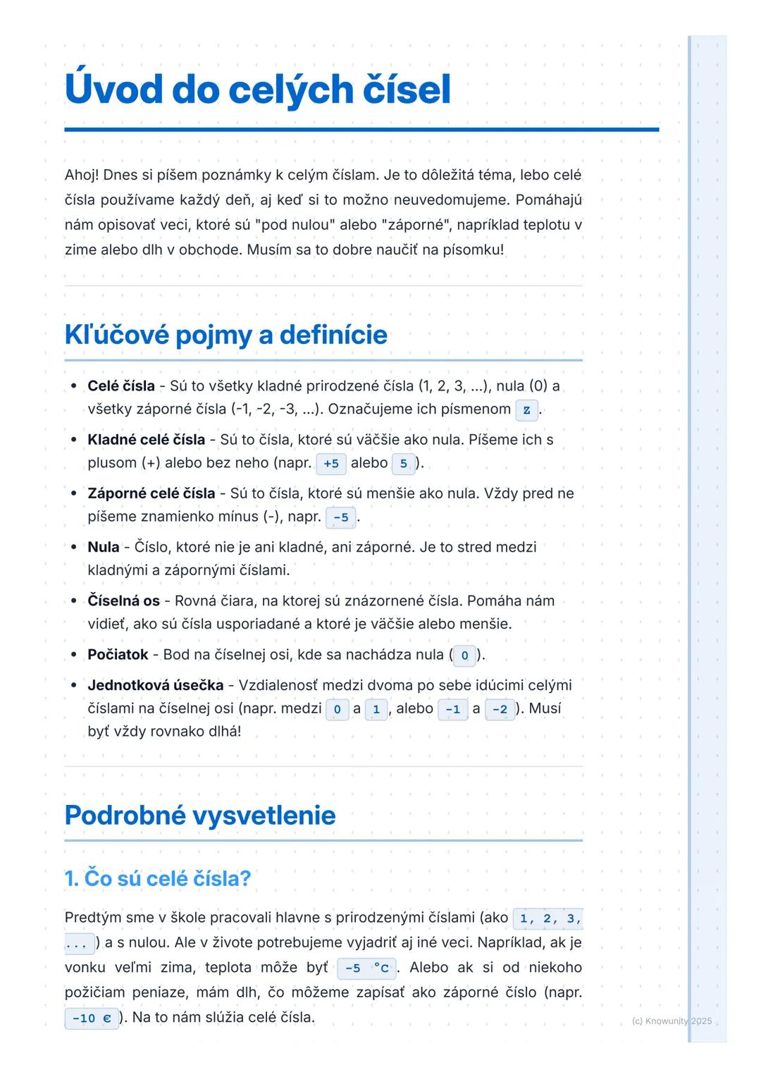 Celé čísla: Úvod a Základné Pojmy