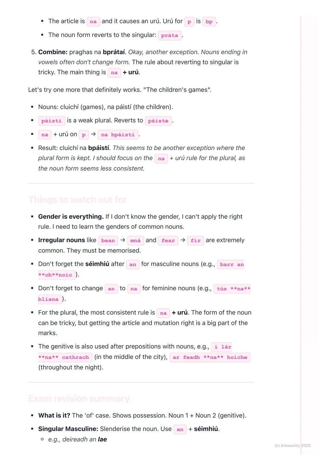 # An Tuiseal Ginideach (The
Genitive Case)

An introduction to the genitive case

The Tuiseal Ginideach is basically the 'of' case in Irish.
