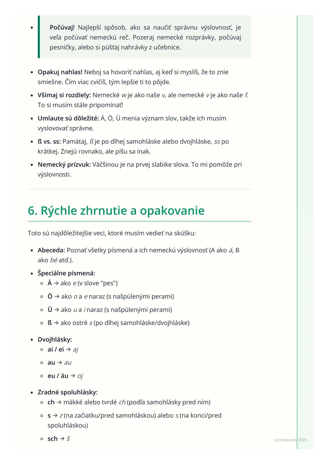 # Písmená a výslovnosť

## 1. Prehľad a úvod

Ahojte! Dnes si zopakujeme veľmi dôležitú vec v nemčine ako sa správne
vyslovujú písmená a zvu