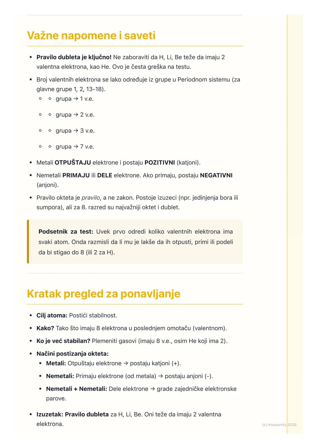 # Pravilo okteta

## Uvod u pravilo okteta

Atomi se u prirodi retko nalaze sami. Uglavnom se spajaju sa drugim atomima i
grade hemijske vez