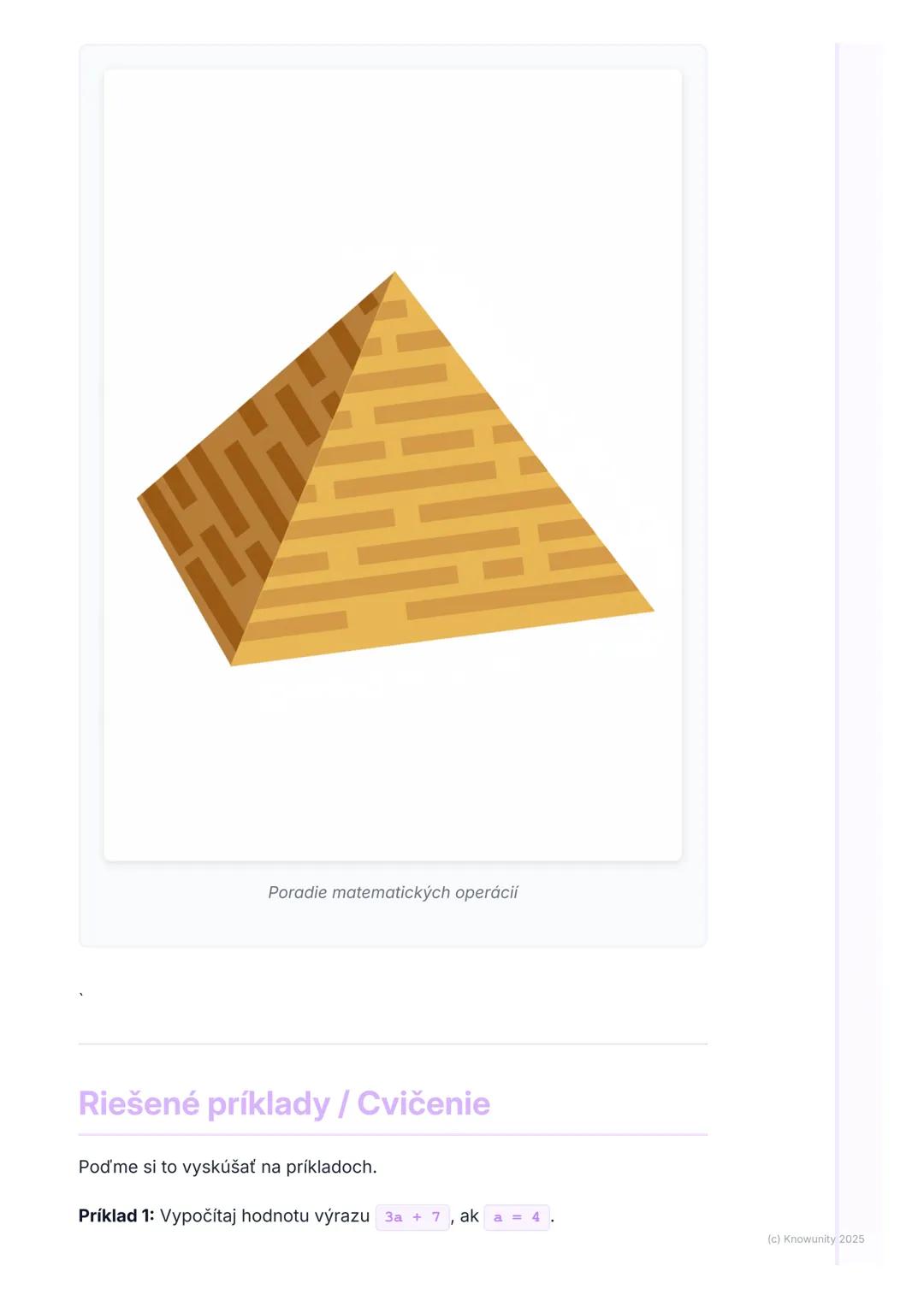 # Premenná a číselný výraz

Úvod / Prečo to potrebujeme?

V matematike sa niekedy stane, že nepoznáme presné číslo, ale vieme, že
tam nejaké