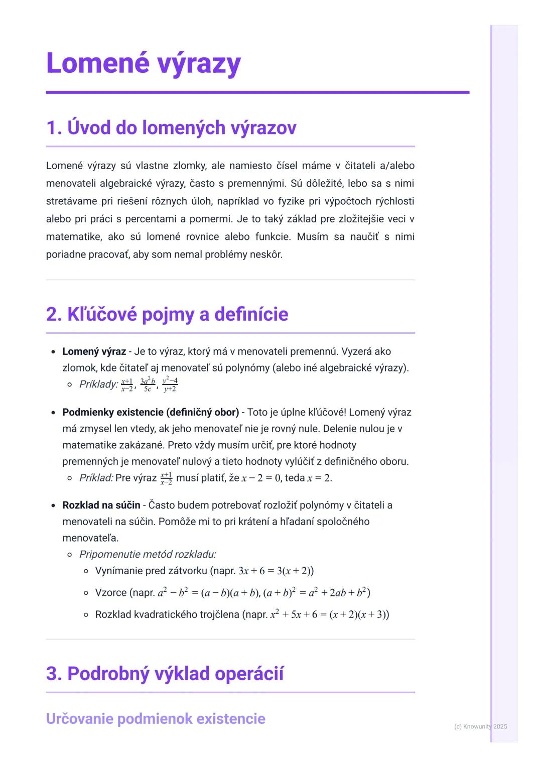 # Lomené výrazy

## 1. Úvod do lomených výrazov

Lomené výrazy sú vlastne zlomky, ale namiesto čísel máme v čitateli a/alebo
menovateli alge