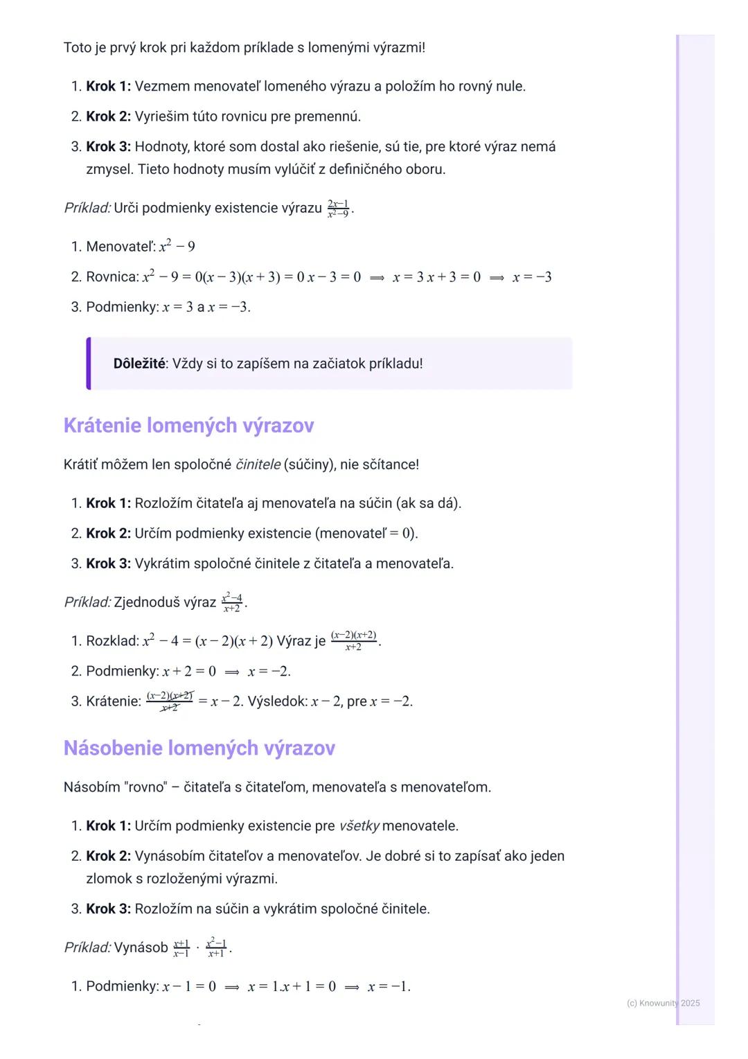 # Lomené výrazy

## 1. Úvod do lomených výrazov

Lomené výrazy sú vlastne zlomky, ale namiesto čísel máme v čitateli a/alebo
menovateli alge