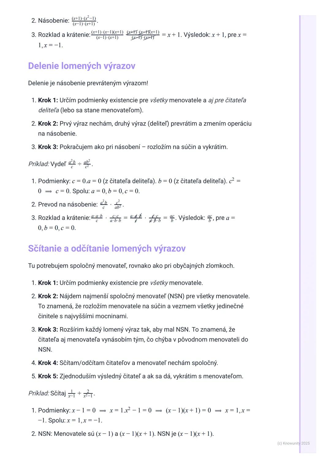 # Lomené výrazy

## 1. Úvod do lomených výrazov

Lomené výrazy sú vlastne zlomky, ale namiesto čísel máme v čitateli a/alebo
menovateli alge