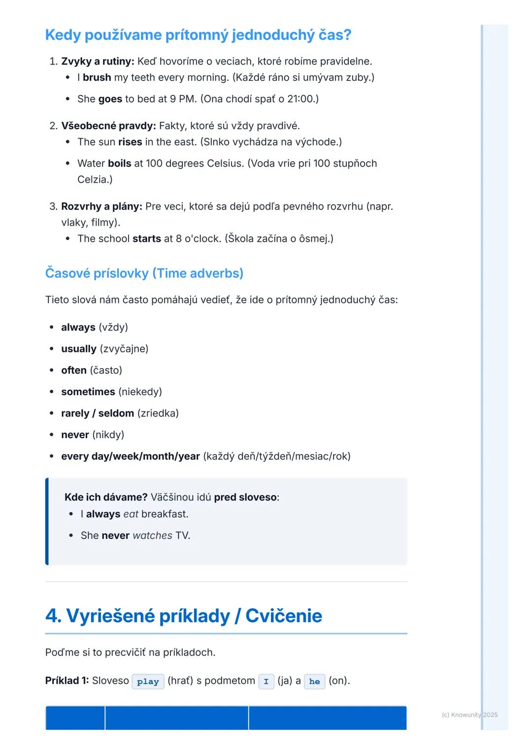 # Prítomný jednoduchý čas
(Present Simple)

1. Prehľad prítomného jednoduchého
času

Prítomný jednoduchý čas (po anglicky Present Simple) je