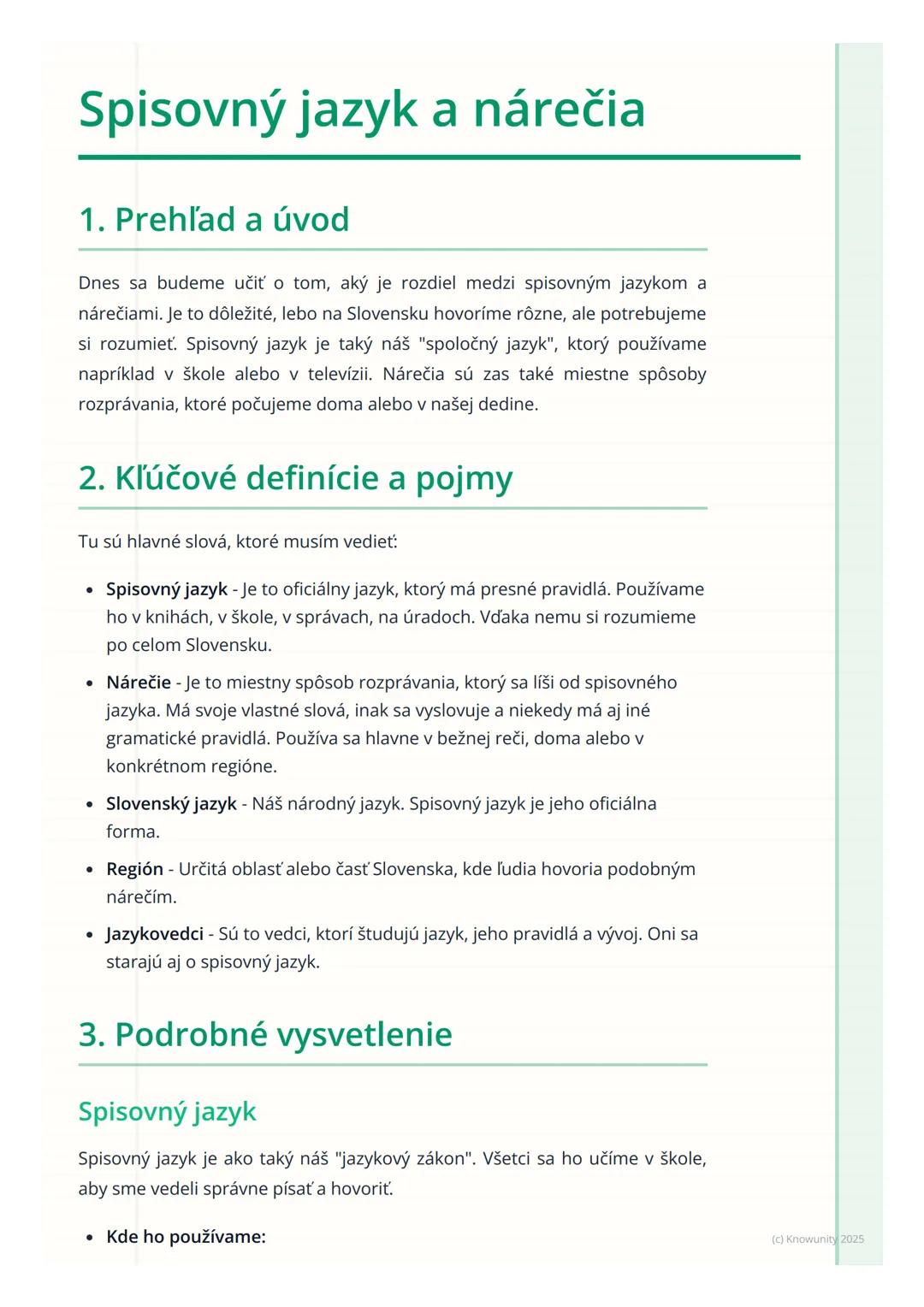 Rozdiely medzi spisovným jazykom a nárečiami na Slovensku