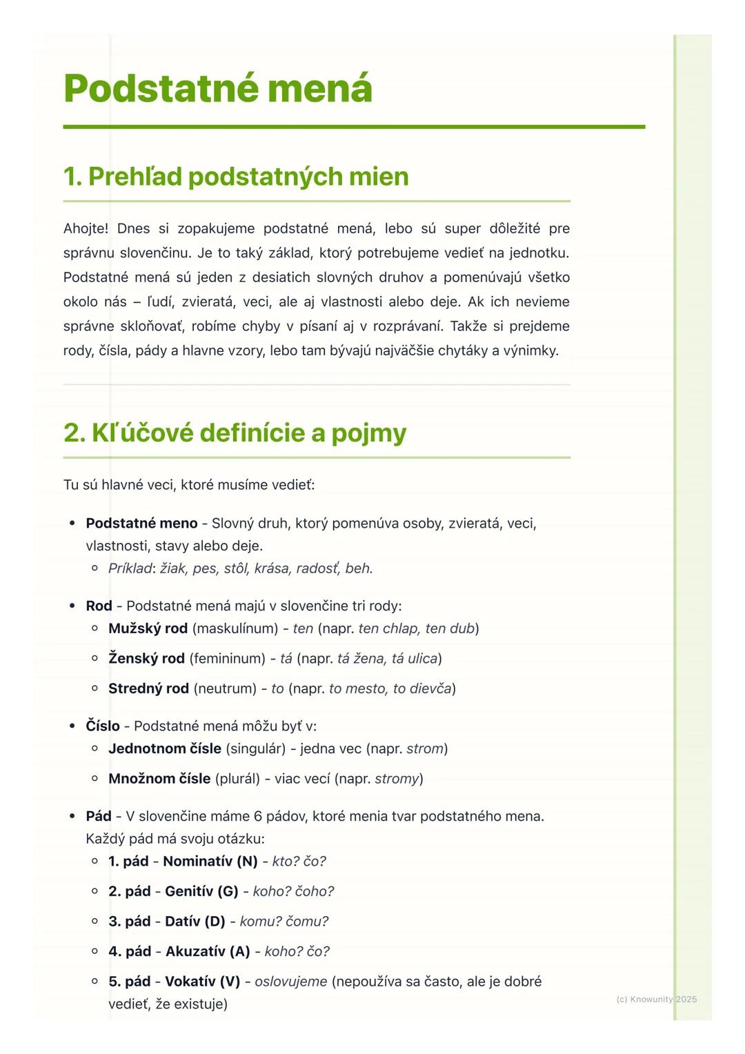 Podstatné mená: Skloňovanie a výnimky