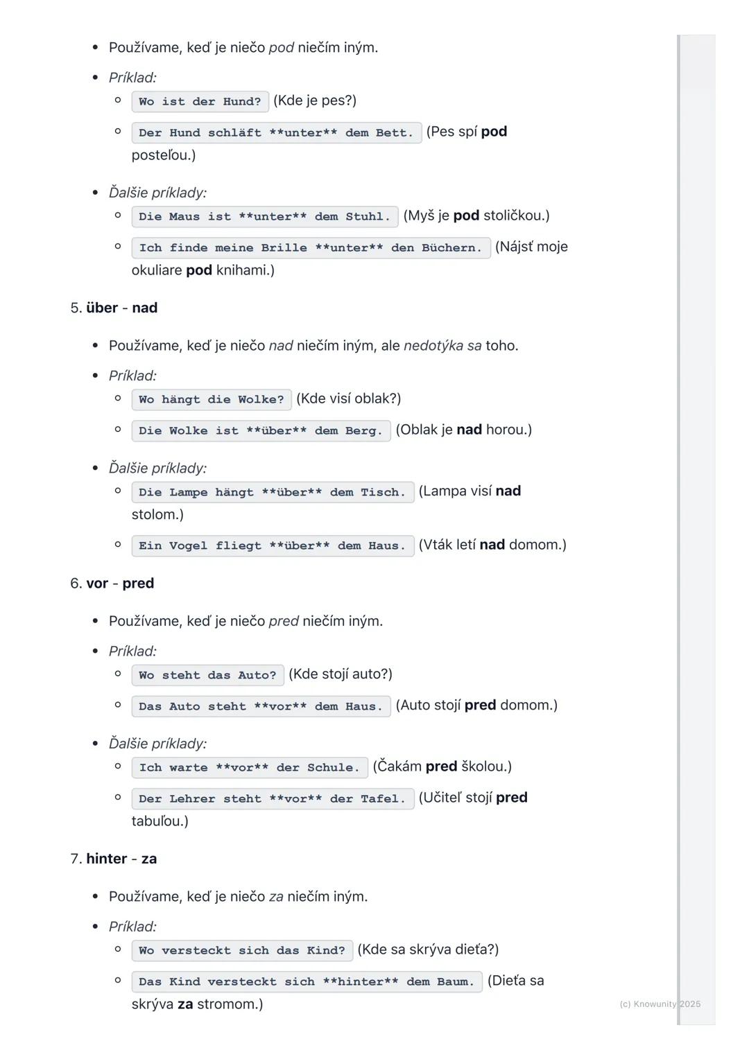 # Predložky miesta (in, an, auf,
unter, über, vor, hinter, neben,
zwischen)

Prehľad

Ahojte! Dnes si zopakujeme predložky miesta v nemčine.