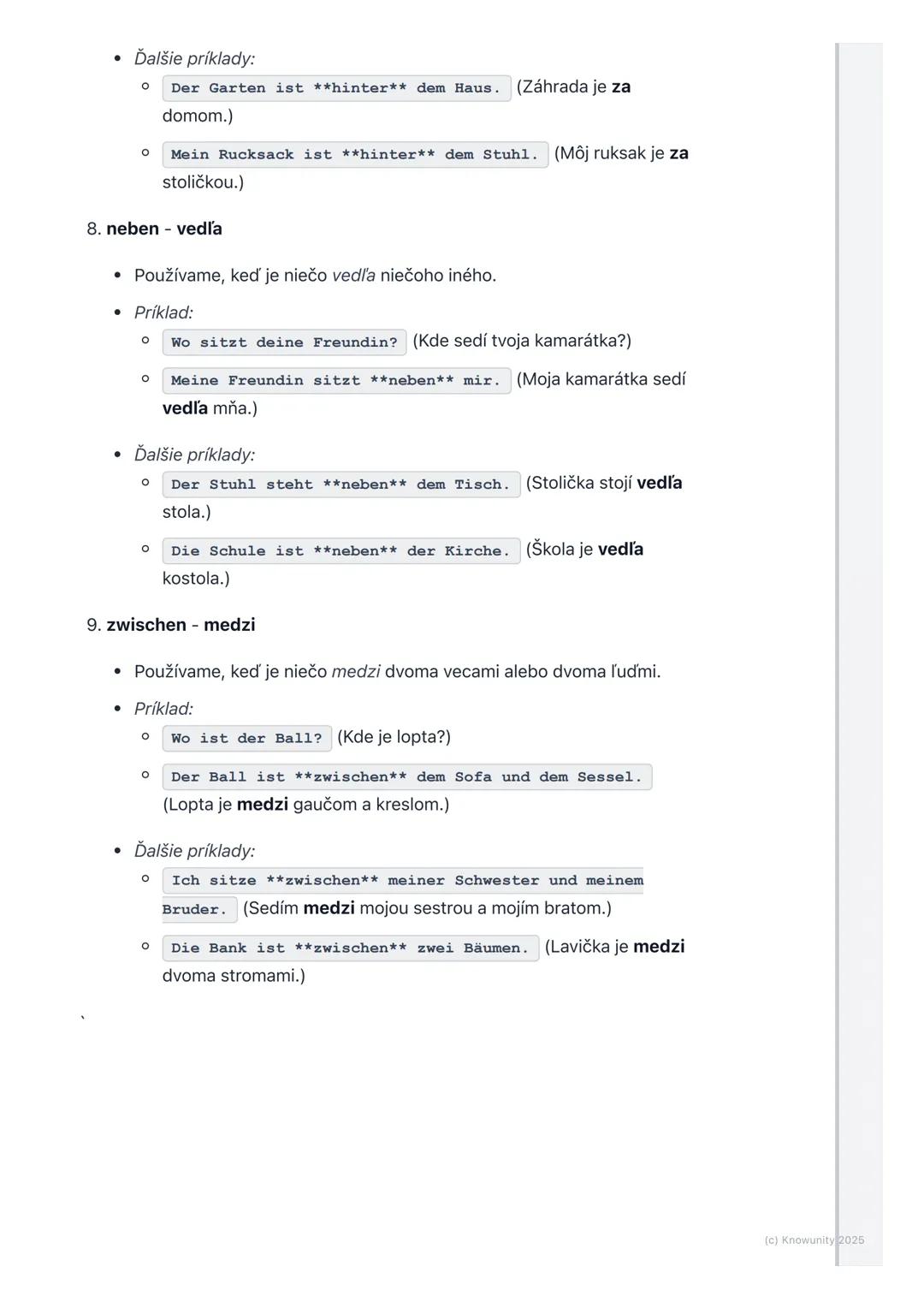 # Predložky miesta (in, an, auf,
unter, über, vor, hinter, neben,
zwischen)

Prehľad

Ahojte! Dnes si zopakujeme predložky miesta v nemčine.