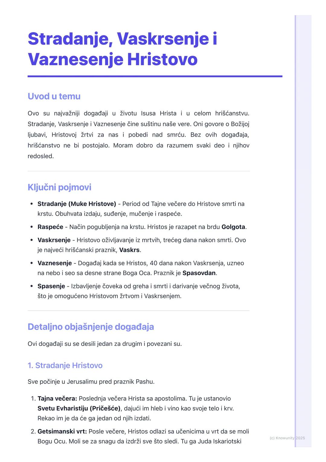 # Stradanje, Vaskrsenje i
Vaznesenje Hristovo

Uvod u temu

Ovo su najvažniji događaji u životu Isusa Hrista i u celom hrišćanstvu.
Stradanj