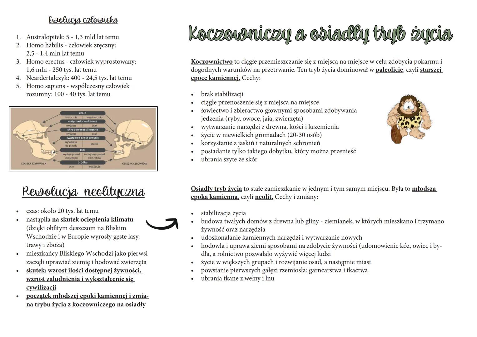 # Ewolucja człowieka

1.  Australopitek: 5 - 1,3 mld lat temu
2.  Homo habilis - człowiek zręczny:
    2,51,4 mln lat temu
3.  Homo erectus 