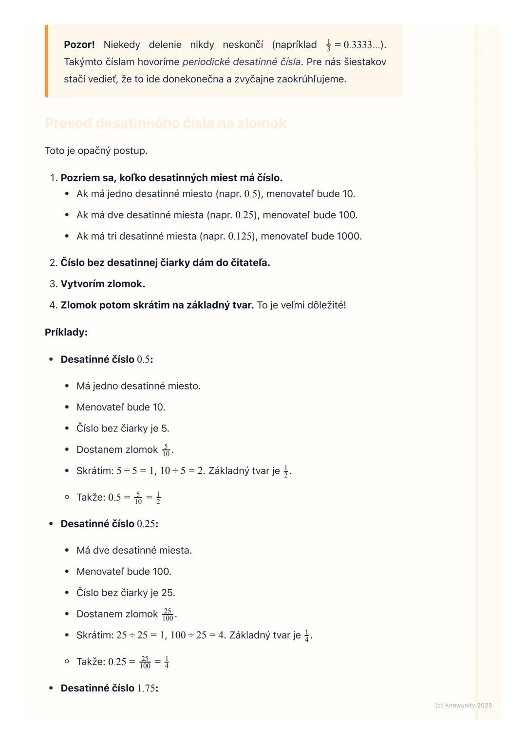 # Prevod zlomkov na desatinné
čísla a naopak

1.  Prehľad témy

Dnes sa budeme učiť, ako meniť zlomky na desatinné čísla a desatinné čísla
s