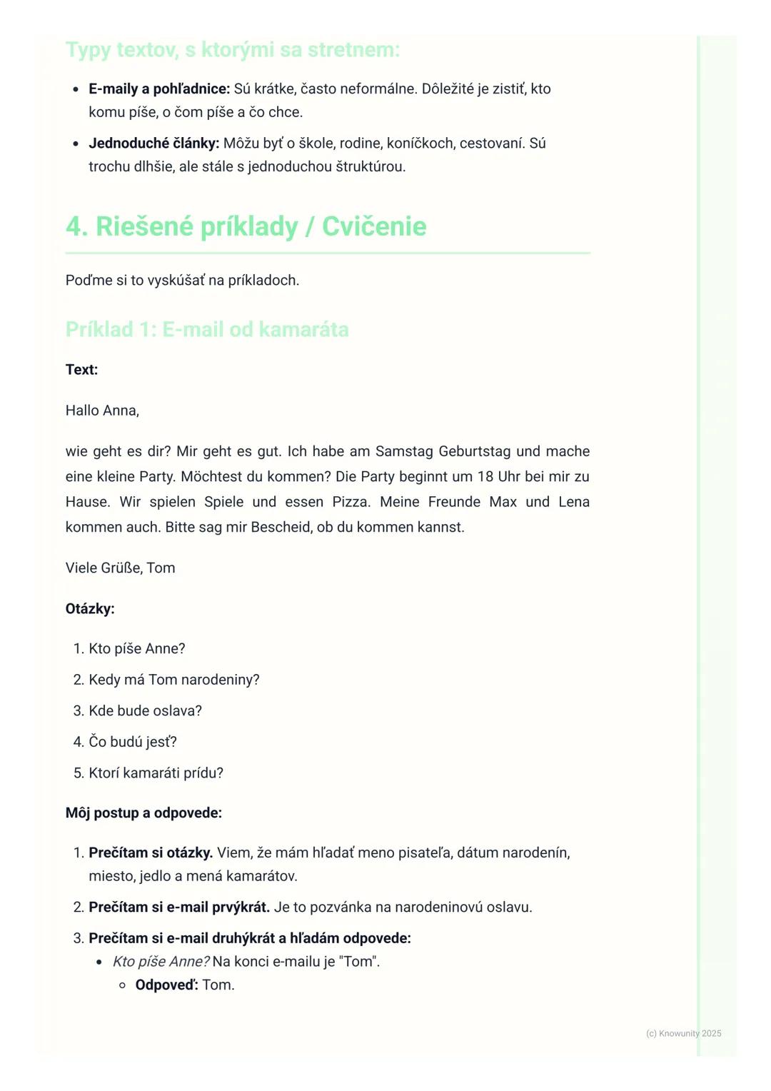 # Čítanie s porozumením

1. Prehľad / Úvod

Čítanie s porozumením je v nemčine veľmi dôležité. Znamená to, že dokážem
prečítať nemecký text 