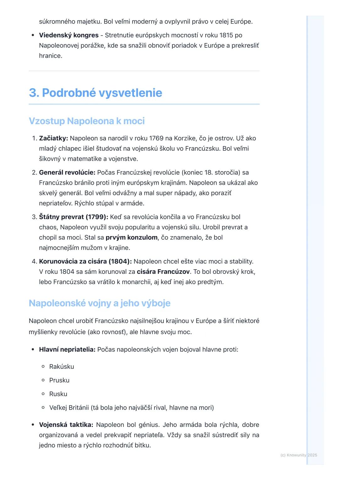 # Napoleon Bonaparte a
napoleonské vojny

1. Prehľad témy: Napoleon Bonaparte a
napoleonské vojny

Takže, toto je dôležitá kapitola z dejepi