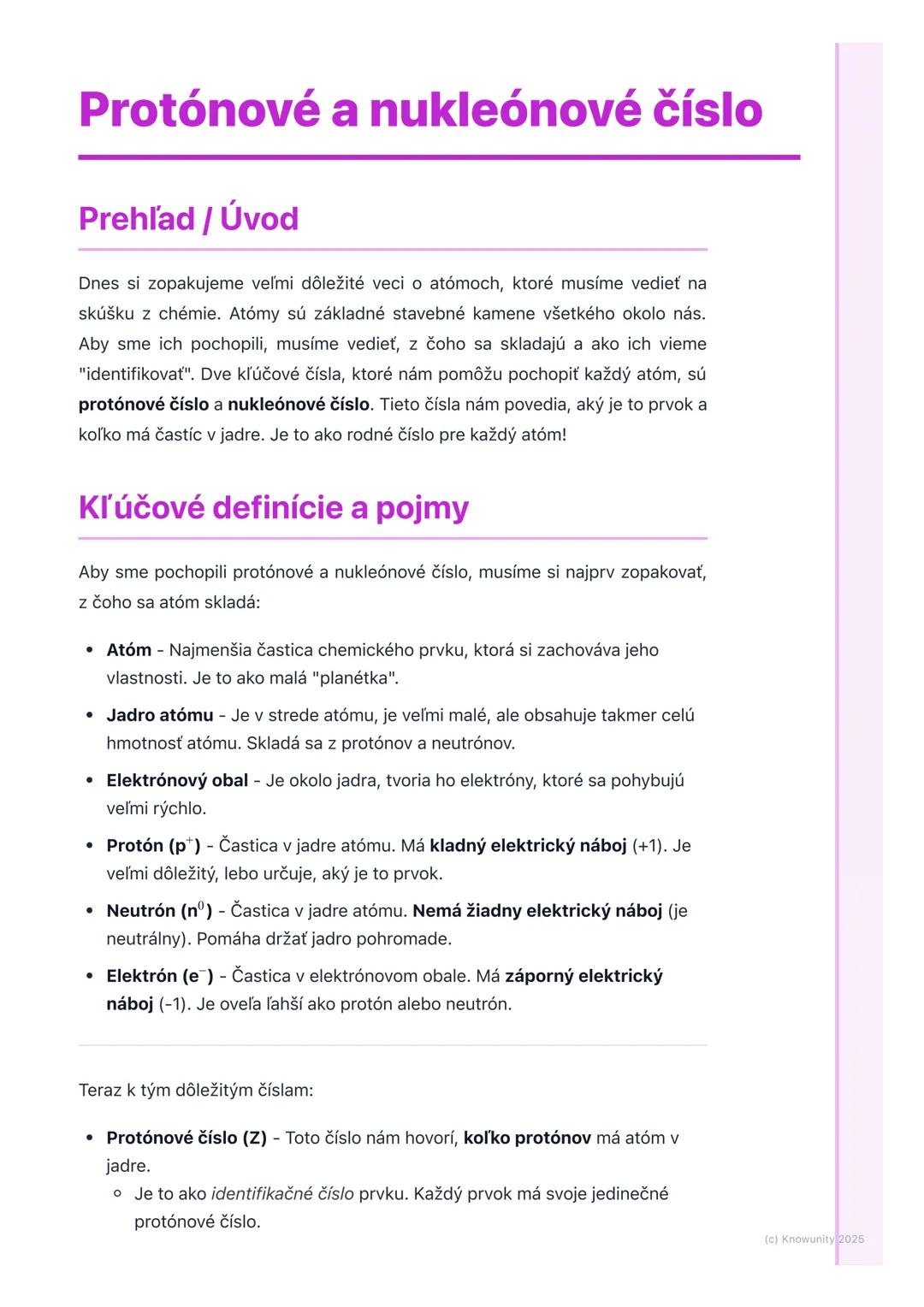 Čo je protónové a nukleónové číslo?