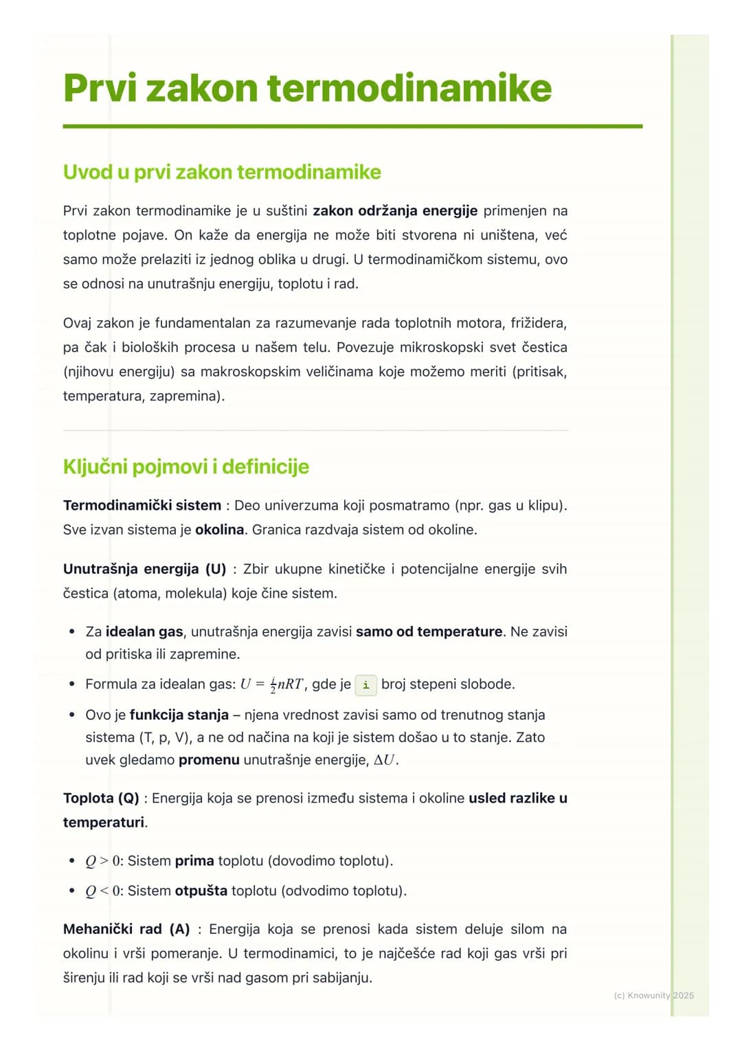 # Prvi zakon termodinamike

Uvod u prvi zakon termodinamike

Prvi zakon termodinamike je u suštini zakon održanja energije primenjen na
topl