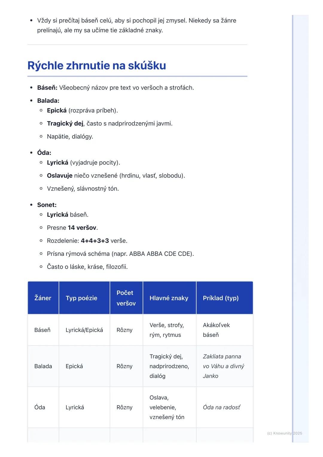 # Poetické žánre

## Úvod do poetických žánrov

Dnes si zopakujeme, čo sú to poetické žánre. Sú to vlastne rôzne typy básní,
ktoré majú svoj