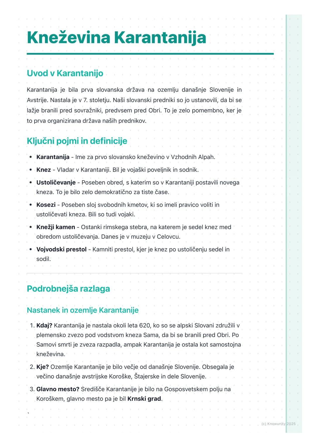 # Kneževina Karantanija

Uvod v Karantanijo

Karantanija je bila prva slovanska država na ozemlju današnje Slovenije in
Avstrije. Nastala je