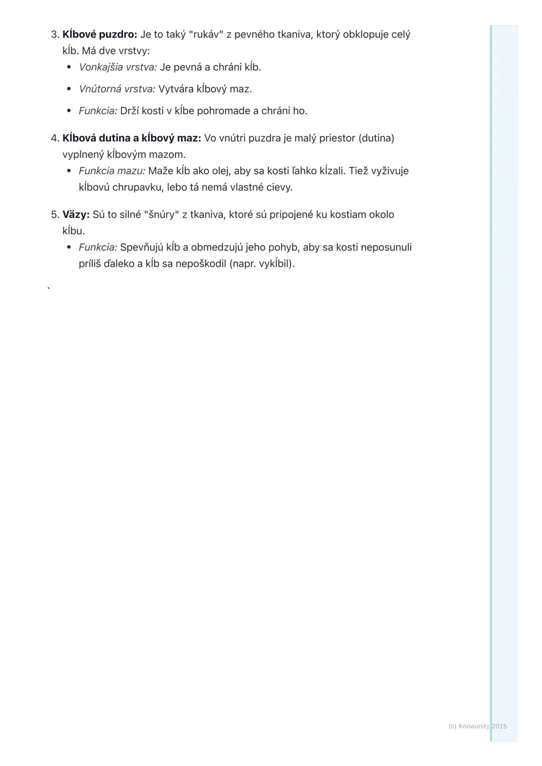 # Spojenia kostí – kĺby

## 1. Prehľad spojení kostí

Ahojte! Dnes si zopakujeme, ako sú naše kosti pospájané. Je to super dôležité,
lebo be