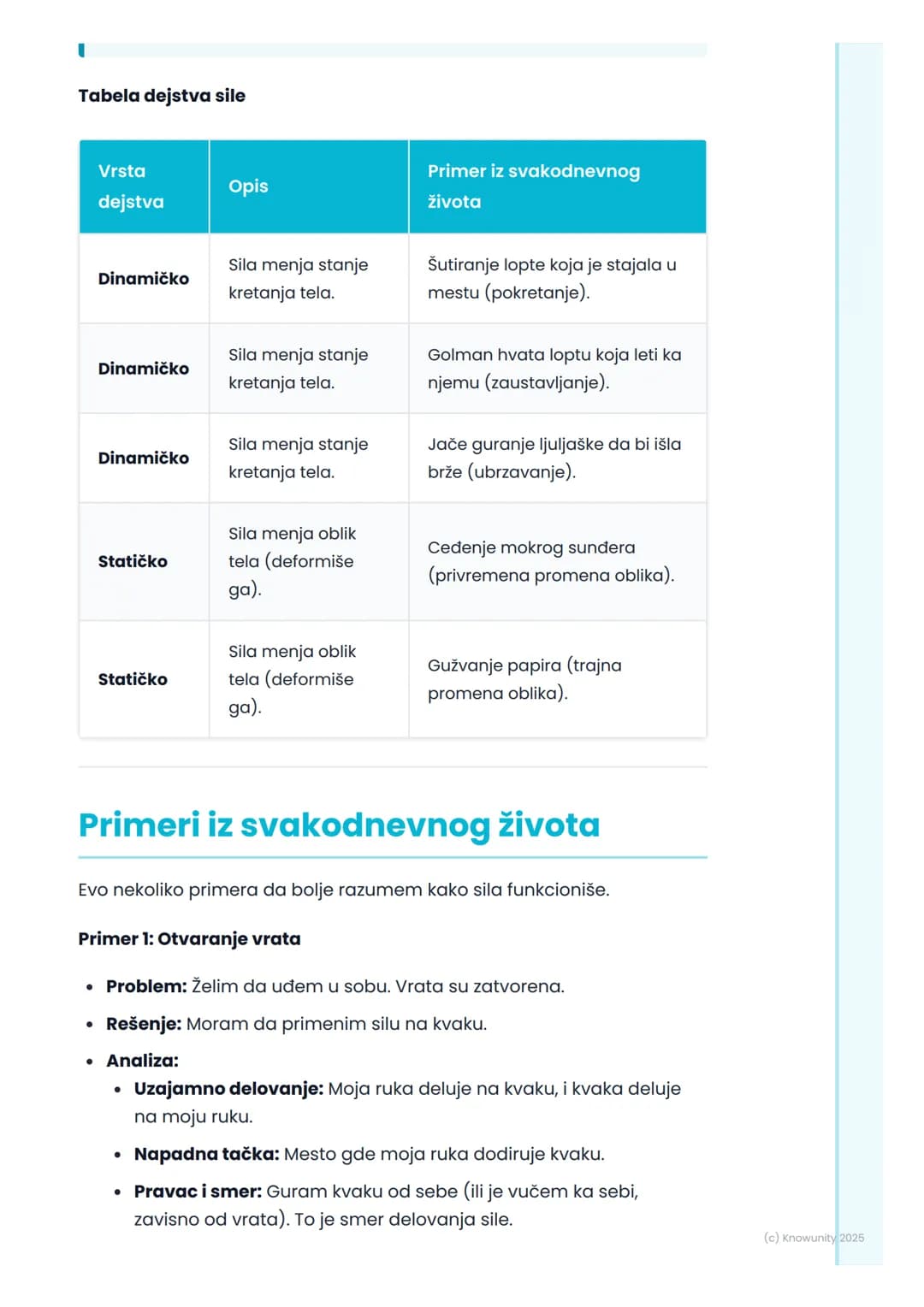 # Šta je sila?

## Uvod u pojam sile

Sila je nešto što se dešava svuda oko nas, svaki dan. Kada guramo
vrata da ih otvorimo, vučemo ranac s
