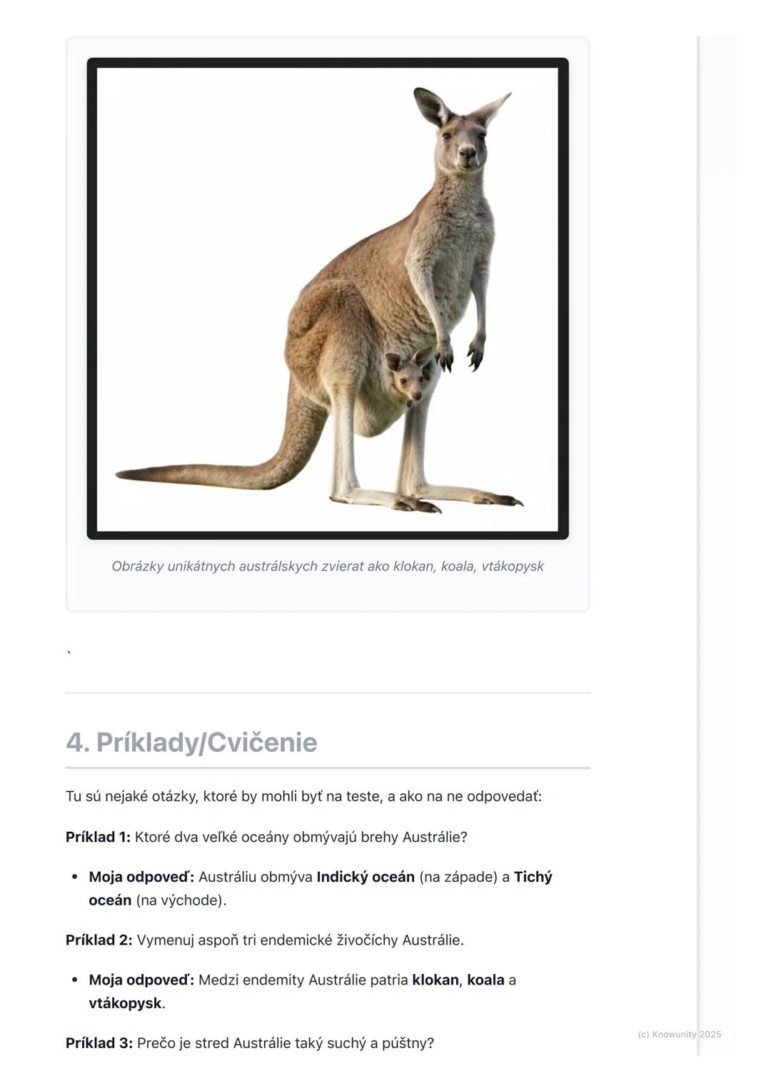 # Austrália - poloha a príroda

1. Prehľad/Úvod

Austrália je naozaj zaujímavý kontinent! Hovoríme jej aj kontinent protinožcov,
lebo pre ná