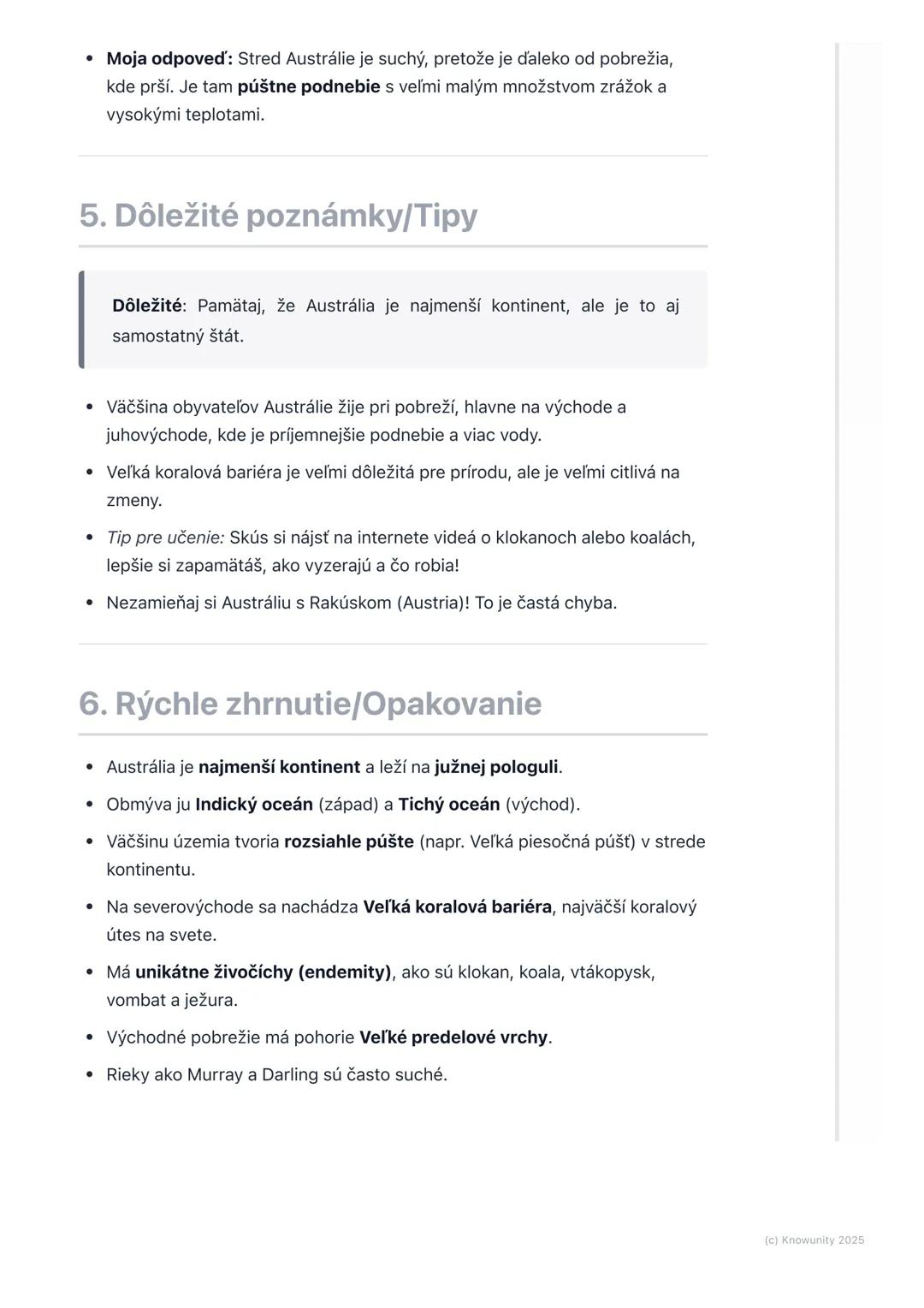 # Austrália - poloha a príroda

1. Prehľad/Úvod

Austrália je naozaj zaujímavý kontinent! Hovoríme jej aj kontinent protinožcov,
lebo pre ná
