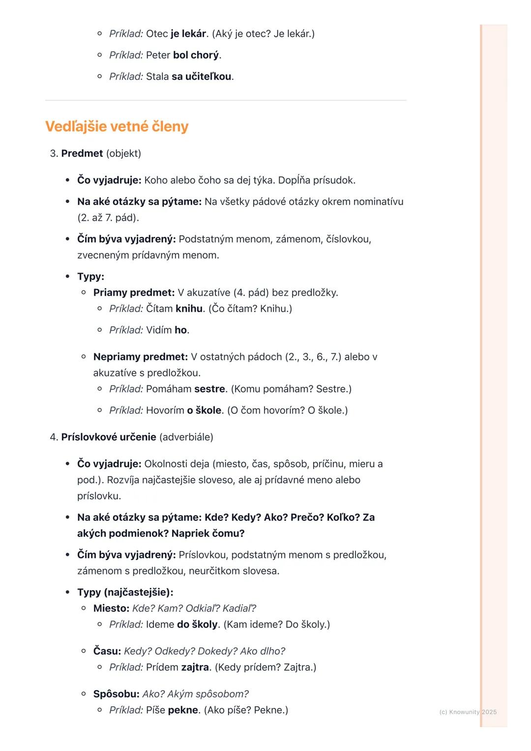 # Vetné členy

1. Prehľad vetných členov

Vetné členy sú základné stavebné kamene každej vety. Pomáhajú nám
pochopiť, ako sú slová vo vete p