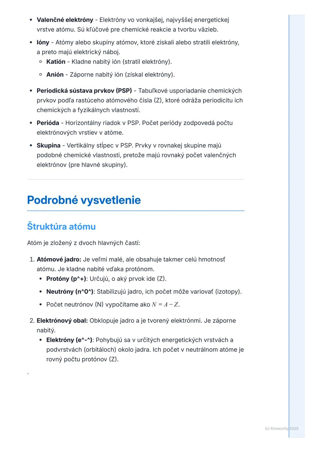 # Štruktúra atómu a periodická
sústava prvkov

Prehl'ad / Úvod

Dnes si zopakujeme a prehĺbime vedomosti o štruktúre atómu a periodickej
sús