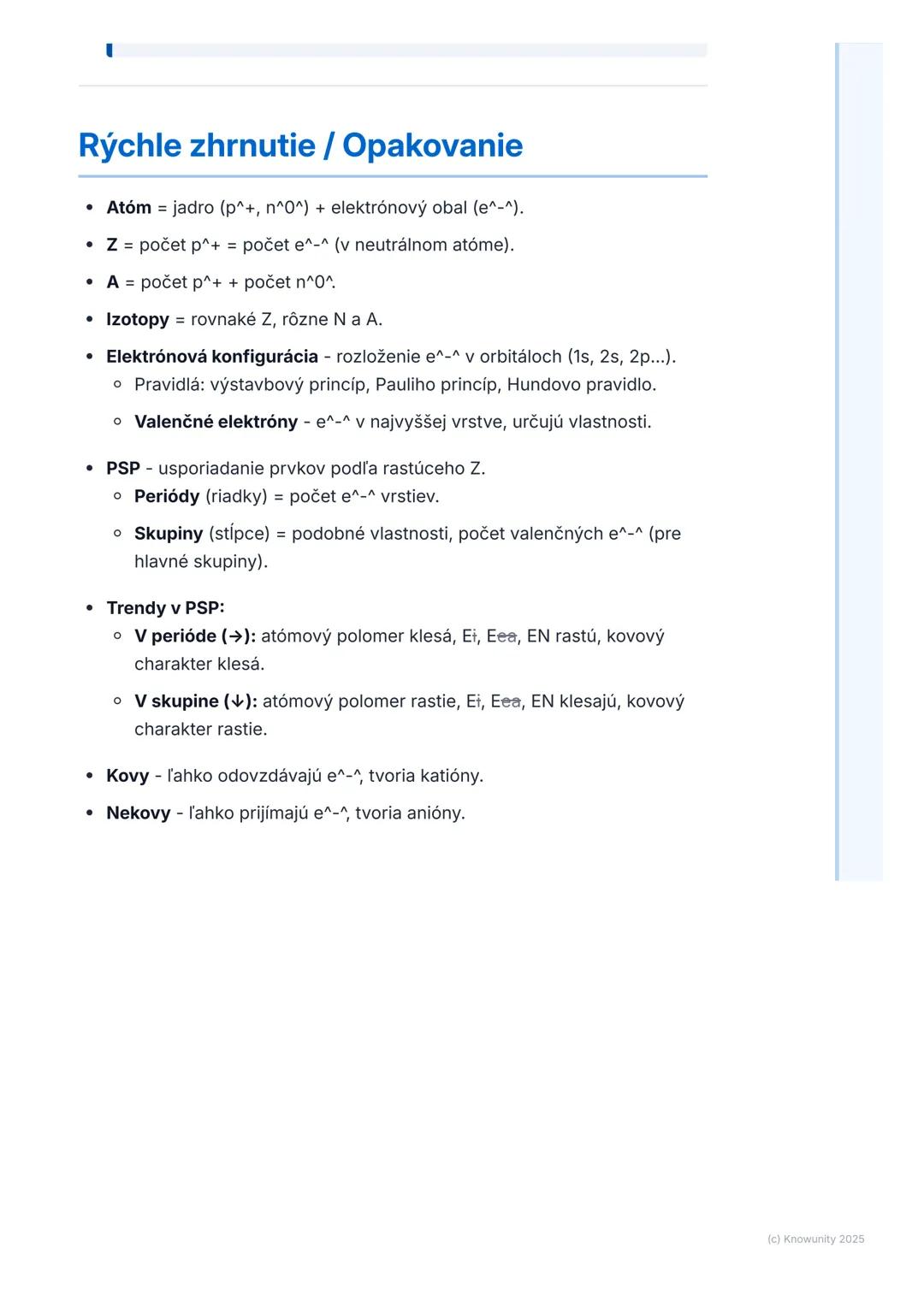 # Štruktúra atómu a periodická
sústava prvkov

Prehl'ad / Úvod

Dnes si zopakujeme a prehĺbime vedomosti o štruktúre atómu a periodickej
sús