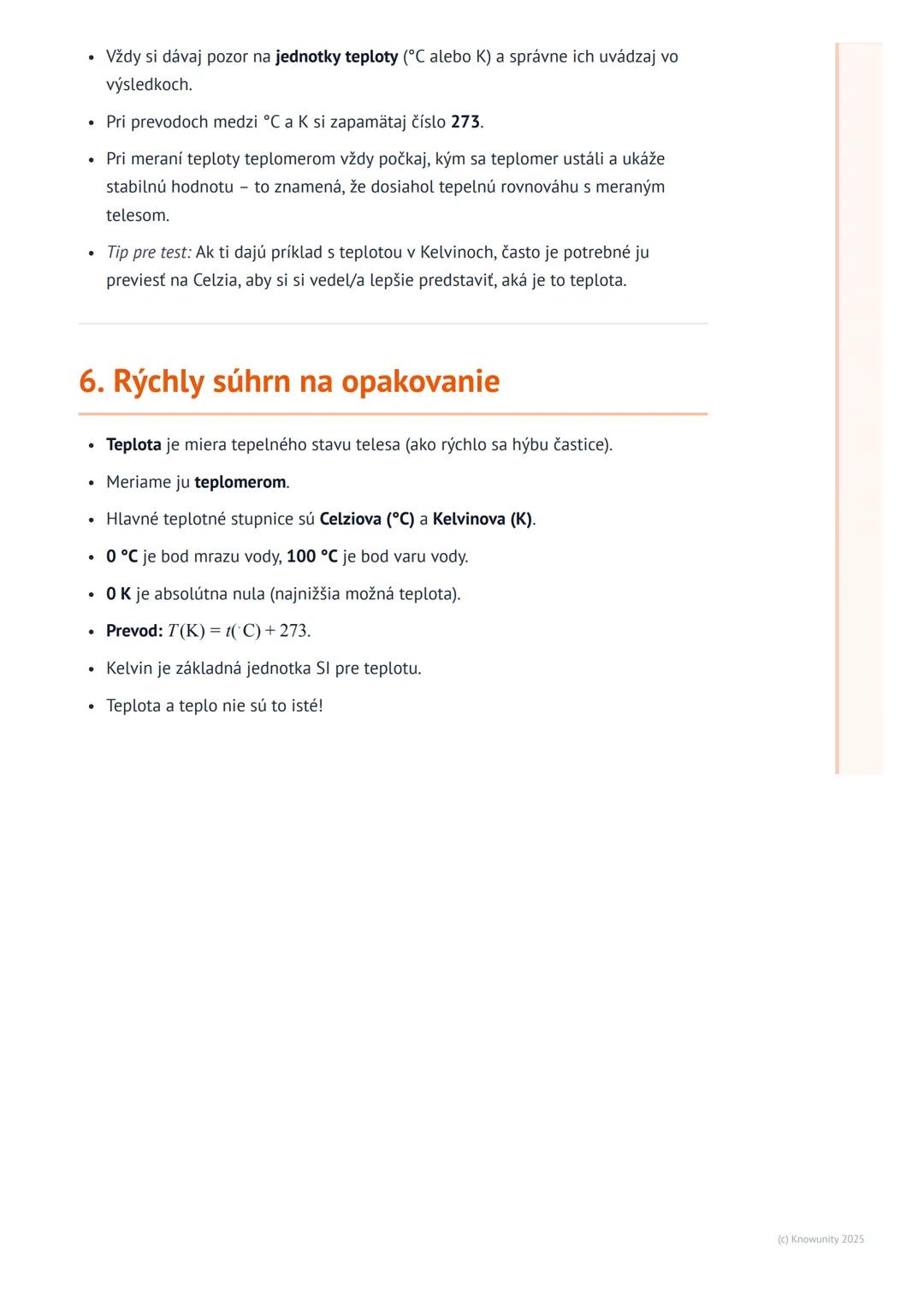 # Teplota a jej meranie

## 1. Prehľad a úvod

Ahojte! Dnes si zopakujeme veľmi dôležitú tému z fyziky teplotu a jej meranie. Je
to niečo, s