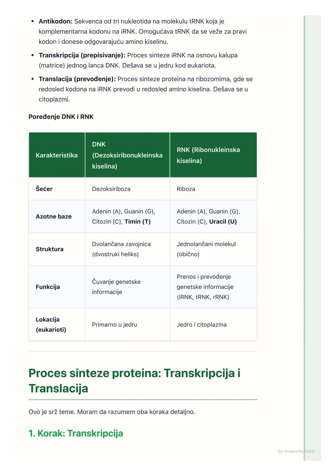 # Genetski kod i sinteza proteina

## Uvod u genetski kod

Genetski kod je sistem pravila po kojima se informacija zapisana u genima
(sekven